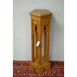 20th C gold-painted Gothic revival style jardiniere stand.