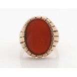 A gent's carnelian set signet ring.