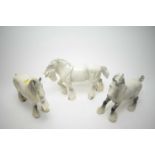 Three Beswick Gray Shire Horses.