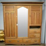 20th C walnut two-door wardrobe.