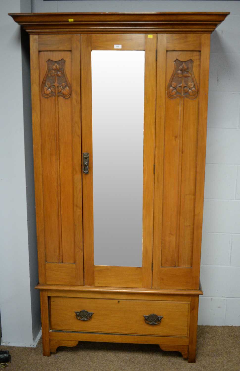 Art Nouveau style walnut wardrobe.