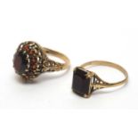 A garnet ring and a red-paste ring