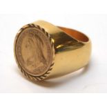Gold half sovereign ring