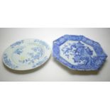 19th C Chinese Export charger; and a Chinese-style plate.