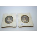 Pair of early 20th C miniature portraits.