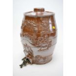 19th C salt-glazed stoneware 'Rum' barrel.