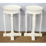 Pair of white painted neoclassical style jardiniere stands.