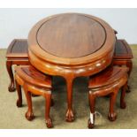 20th C mahogany oval tuckaway tea tables.