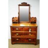 A late 19th Century walnut and burr walnut dressing table