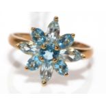 A bi-coloured blue topaz ring.