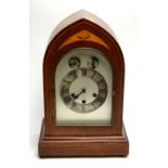 An early 20th Century German inlaid walnut cased mantel clock