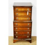 20th C repro. mahogany chest-on-chest.