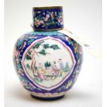 Chinese cloisonne jar and cover.