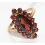 Garnet cluster ring.