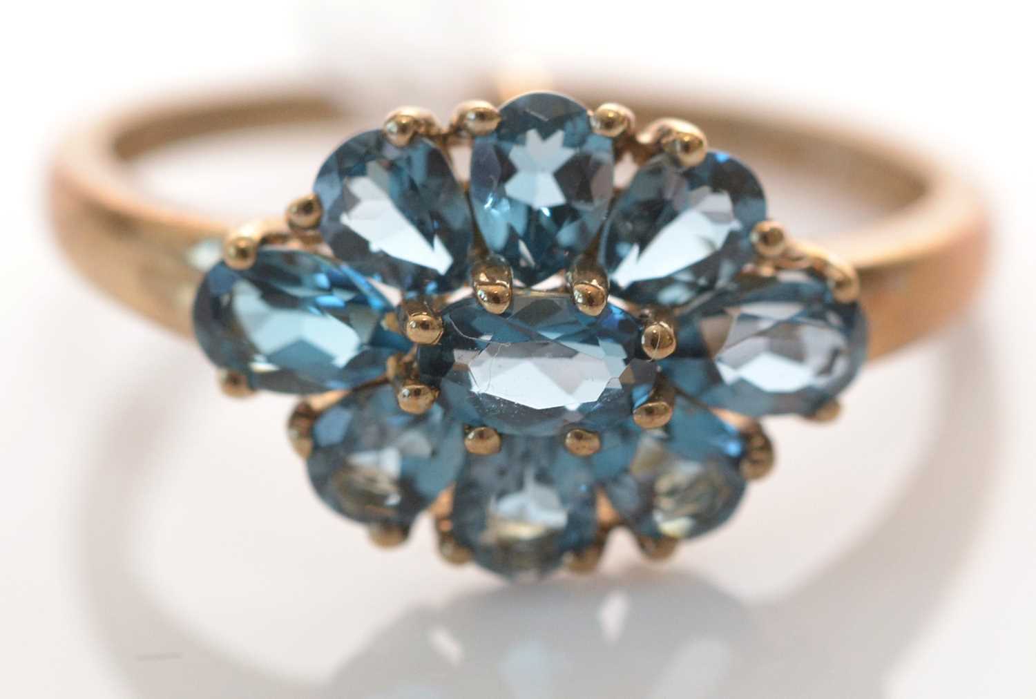 A London blue topaz cluster ring.