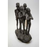 Peter Sedcole bronzed resin Aboriginal figure group.