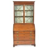 George III mahogany bureau bookcase