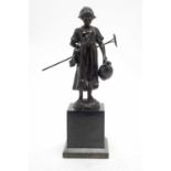 E. Fülleorn: a brown patinated bronze model of a Dutch girl.