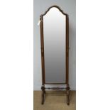 An early 20th Century mahogany Queen Anne style cheval mirror