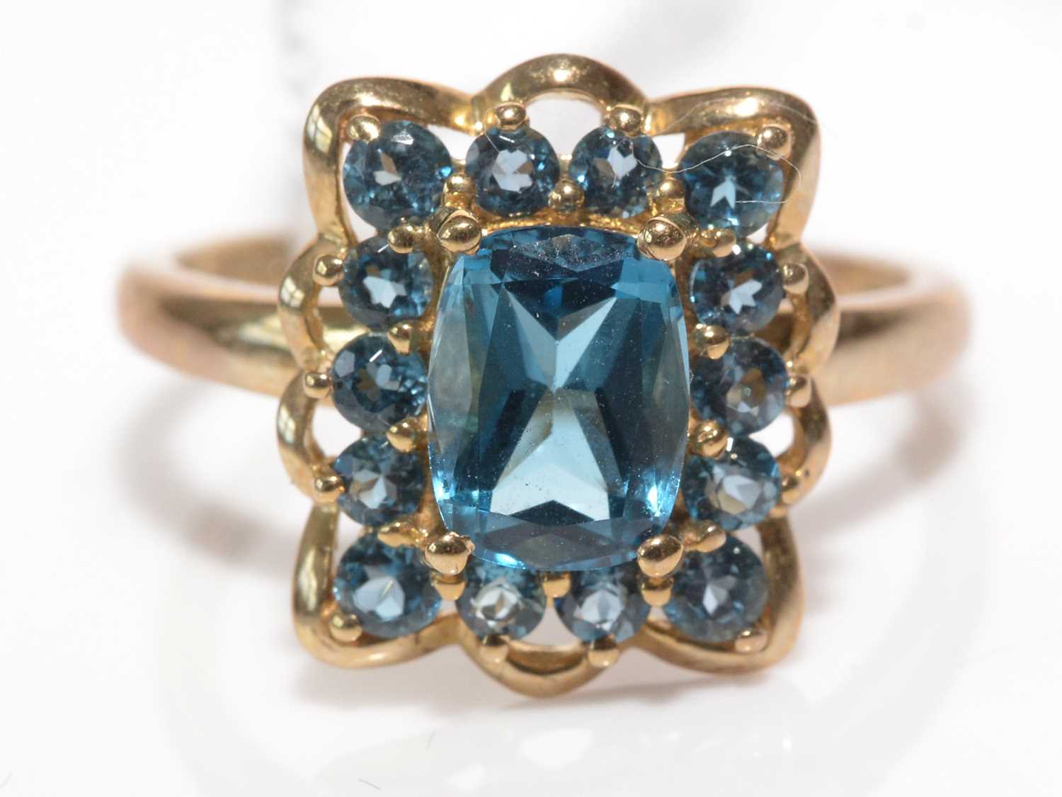 A London blue topaz cluster ring.