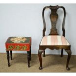 A Geroge III dining chair and a needlework stool