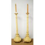 Pair of 20th C Gothic style standard lamps.