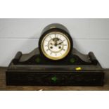 A Victorian black slate mantel clock