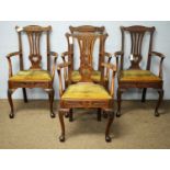 A set of four late 19th Century oak carver chairs
