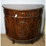 A Maple & Co. demi lune mahogany side cabinet