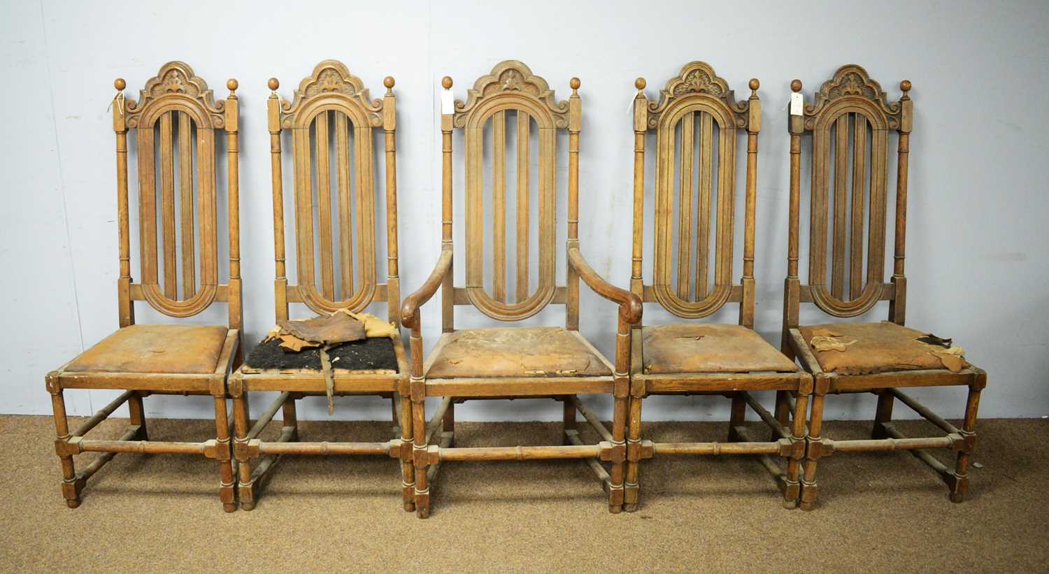 A set of five high back chairs by G.H Morton, Liverpool