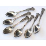 Set of six William IV silver teaspoons.