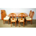20th Century yew wood dining table and six chairs