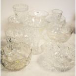 Assorted cut-glass bowls and vases, various.