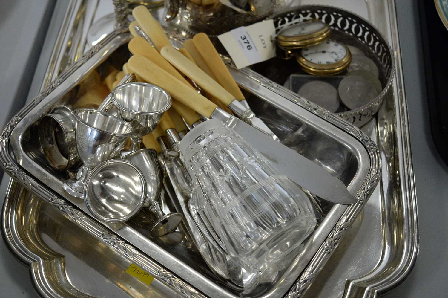 Selection of silver plated ware and other items.
