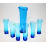 Blue glass lemonade set.