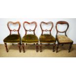 A Harlequin set of four Victorian mahogany dining chair