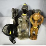 A selection of abstract African soapstone carvings.