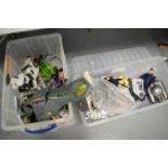 A selection of Star Wars, Action Man and other model action figures.