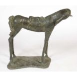 A contemporary resin model of a small figure resting on a horse