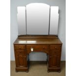 Early 20th C oak dressing table.