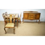 A 20th Century six-piece walnut dining room suite