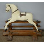 Early 20th C white painted rocking horse.