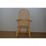 20th C beech Windsor style rocking chair.