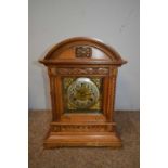 Early 20th C walnut-cased mantel clock.