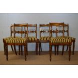 Set of six late 19th C oak Trafalgar chairs.