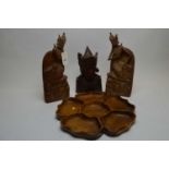 Selection of carved wood Asian and other items