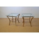 Pair of 20th C cast metal side tables.