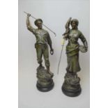 A pair of 20th Century spelter figures