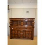 20th C oak court cupboard.