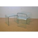 20th C glass nest of three tables.